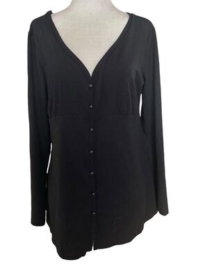 Black Empire Waist Long-Sleeve Button Front Cardigan M